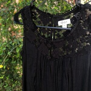 Style & Co Black Lace Overlay Sleeveless Top